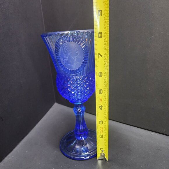 Vintage Avon Fostoria 1976 Martha Washington Cobalt Blue Glass Goblet 8'' Tall - Picture 9 of 9